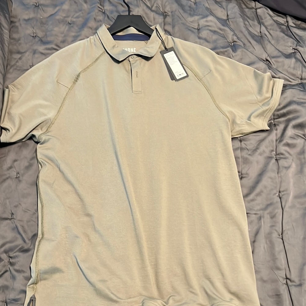 NWT RHONE delta pique polo size L in Tea Leaf